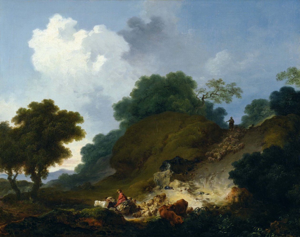 Paysage avec bergers et troupeau de moutons - Jean-Honore Fragonard