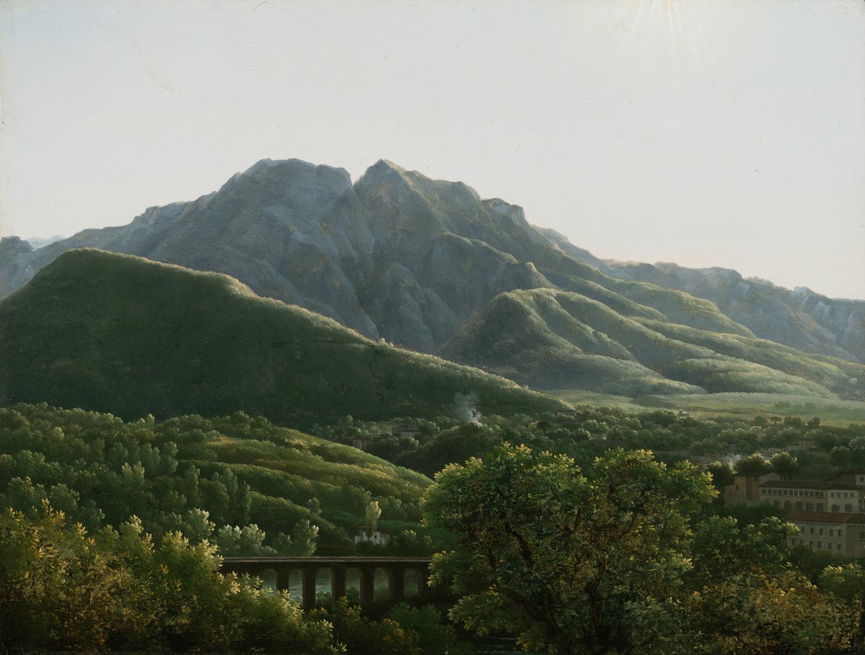 Vue du pont et de la ville de Cava, Royaume de Naples - Jean Joseph Xavier Bidauld