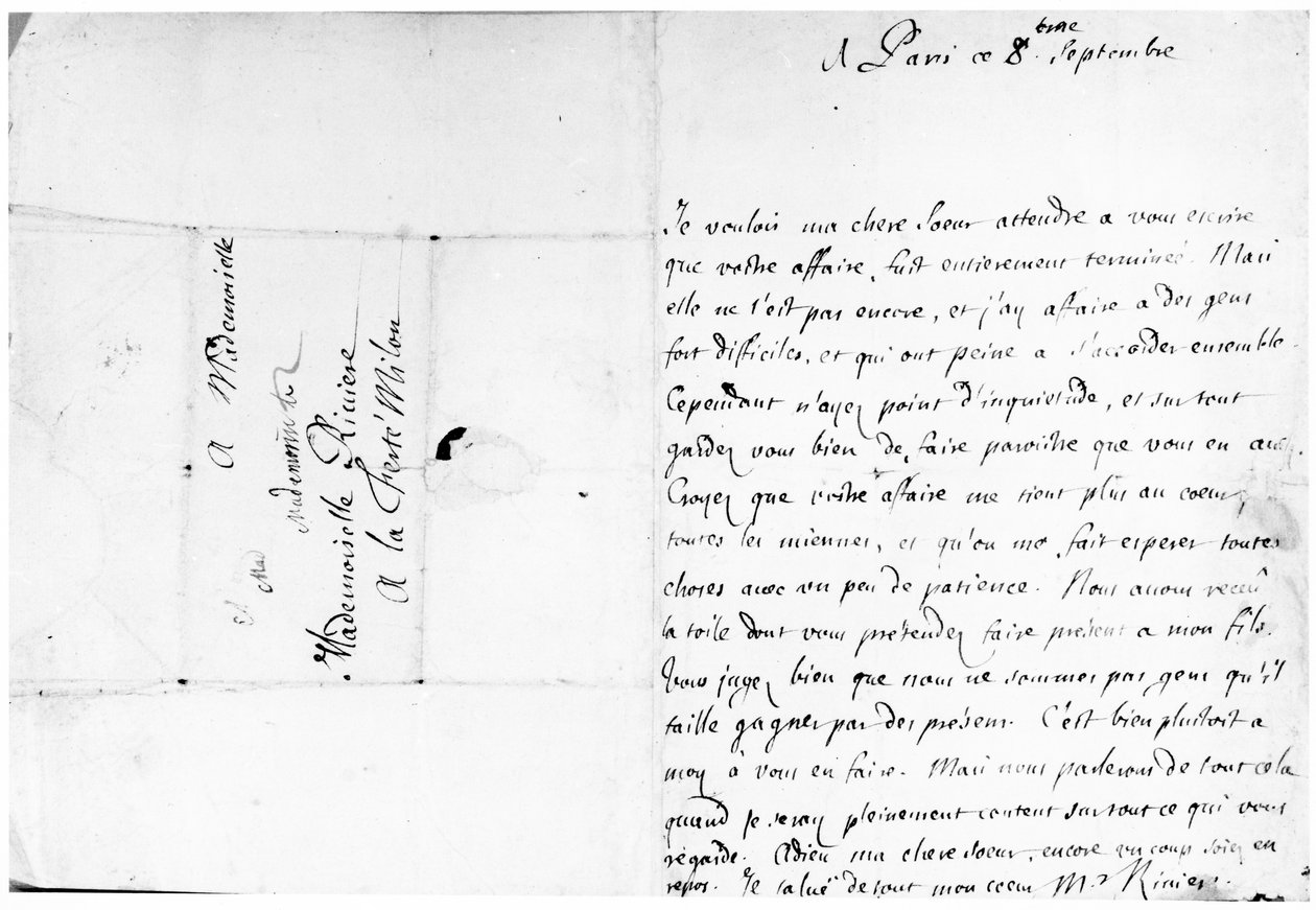 Lettre à sa sœur, Marie, à La Ferté-Milon - Jean Racine