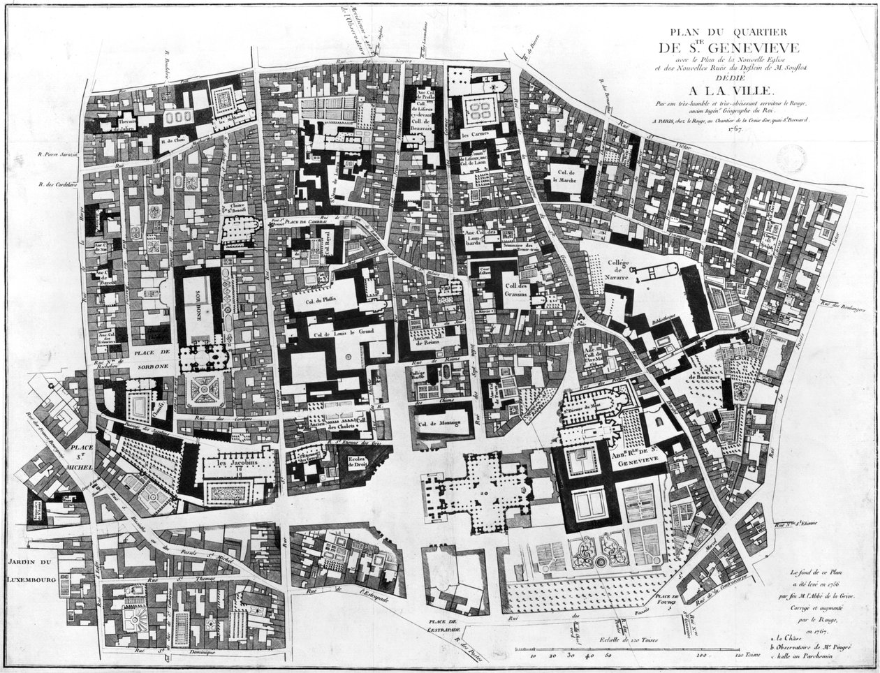 Carte de la région de Sainte-Geneviève, Paris, 1756 - Jean de La Grive