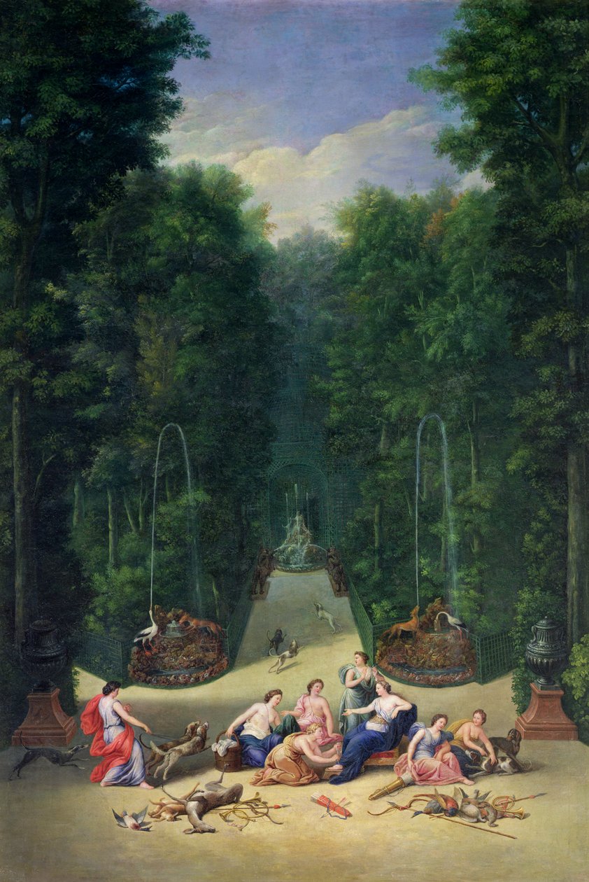Les bosquets de Versailles : Vue du labyrinthe avec Diane et ses nymphes, 1688 - Jean the Younger Cotelle