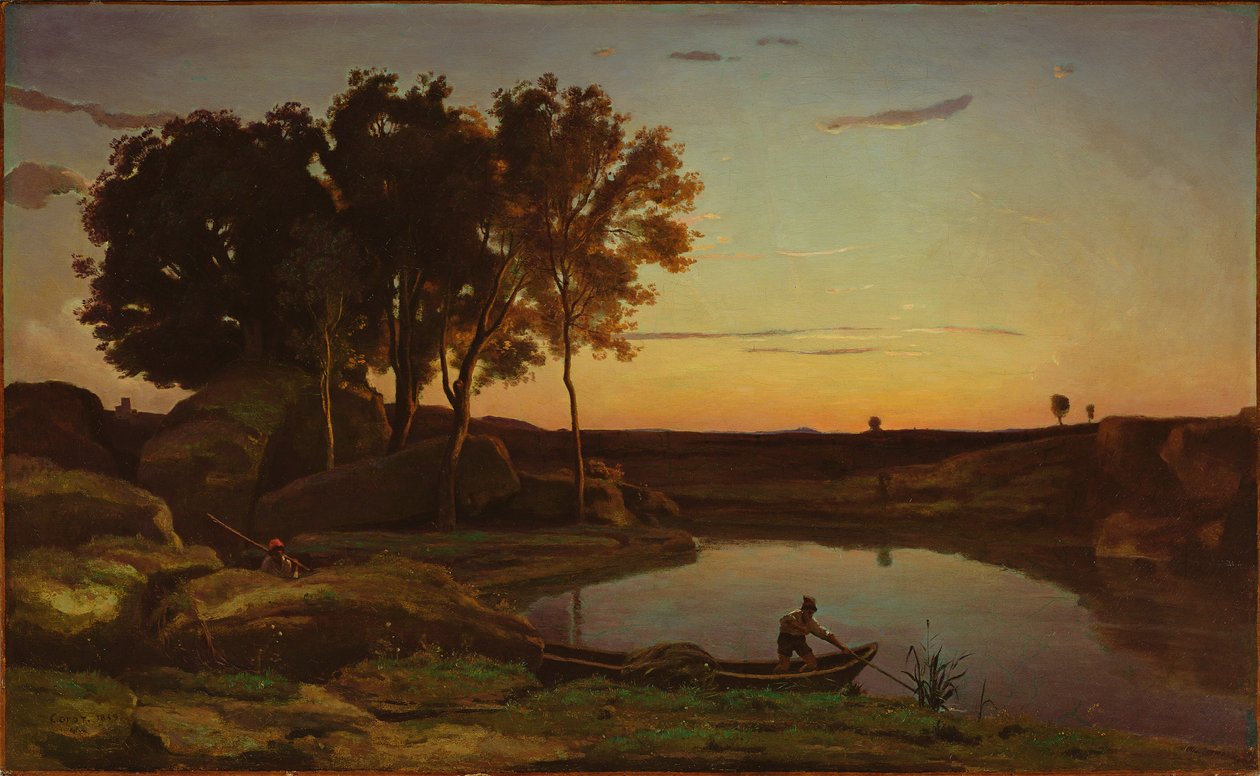 Paysage avec lac et batelier - Jean-Baptiste-Camille Corot