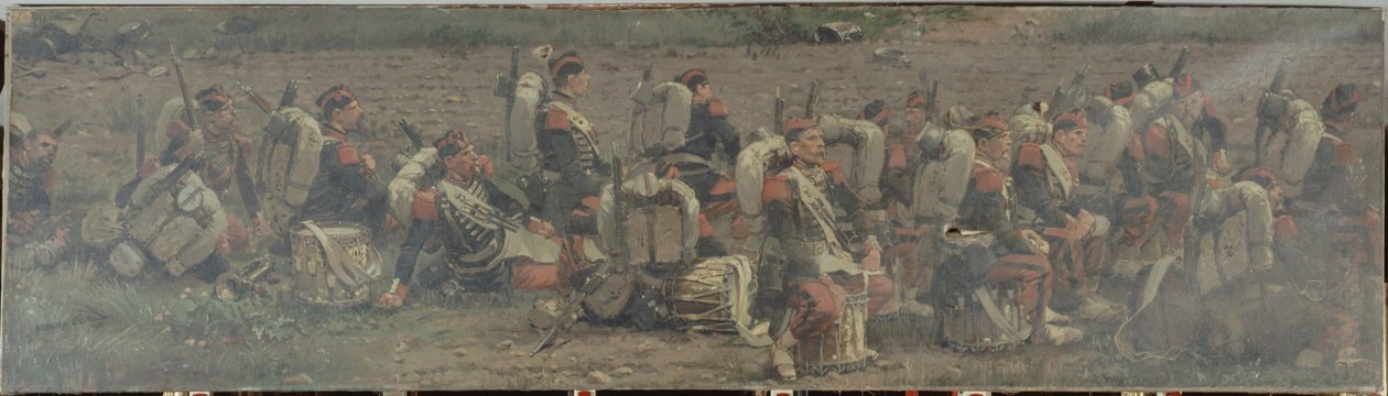Scène militaire : les tambours du 1er Régiment des Grenadiers de la Garde (fragment du panorama de Rezonville) - Jean Baptiste Edouard Detaille