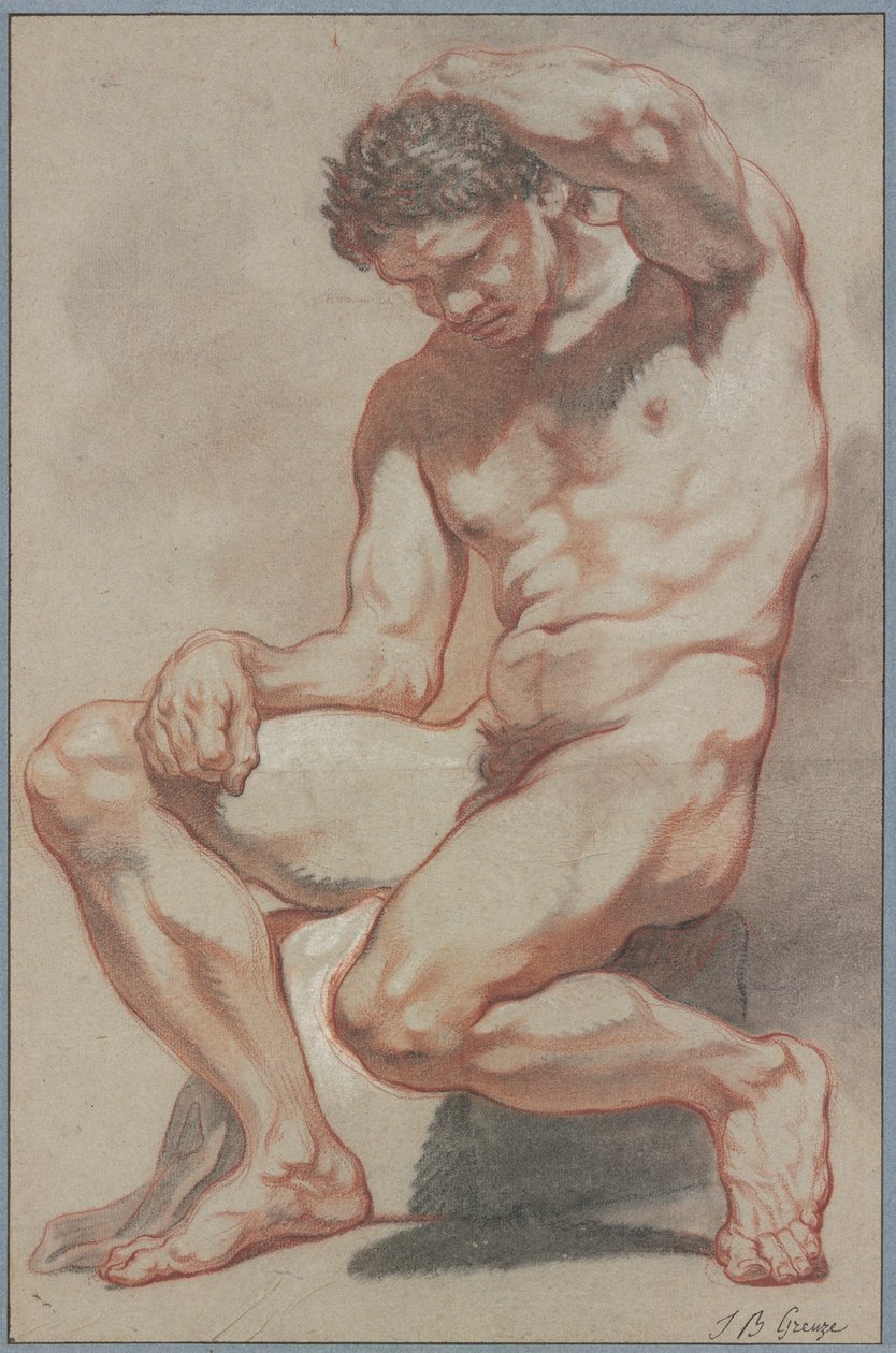 Nu masculin assis - Jean-Baptiste Greuze