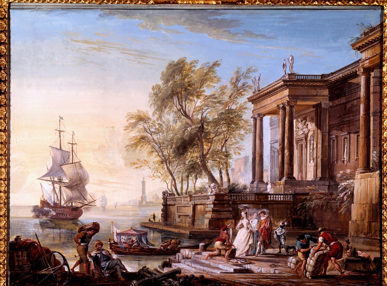 Marine au coucher du soleil - Jean Baptiste Lallemand