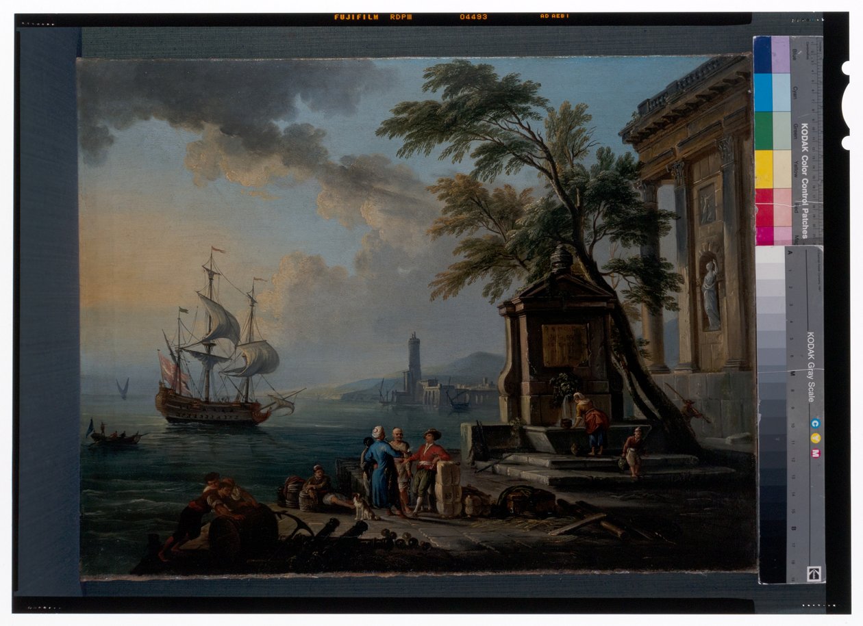 Marchands turcs dans un port méditerranéen au lever du soleil - Jean Baptiste Lallemand