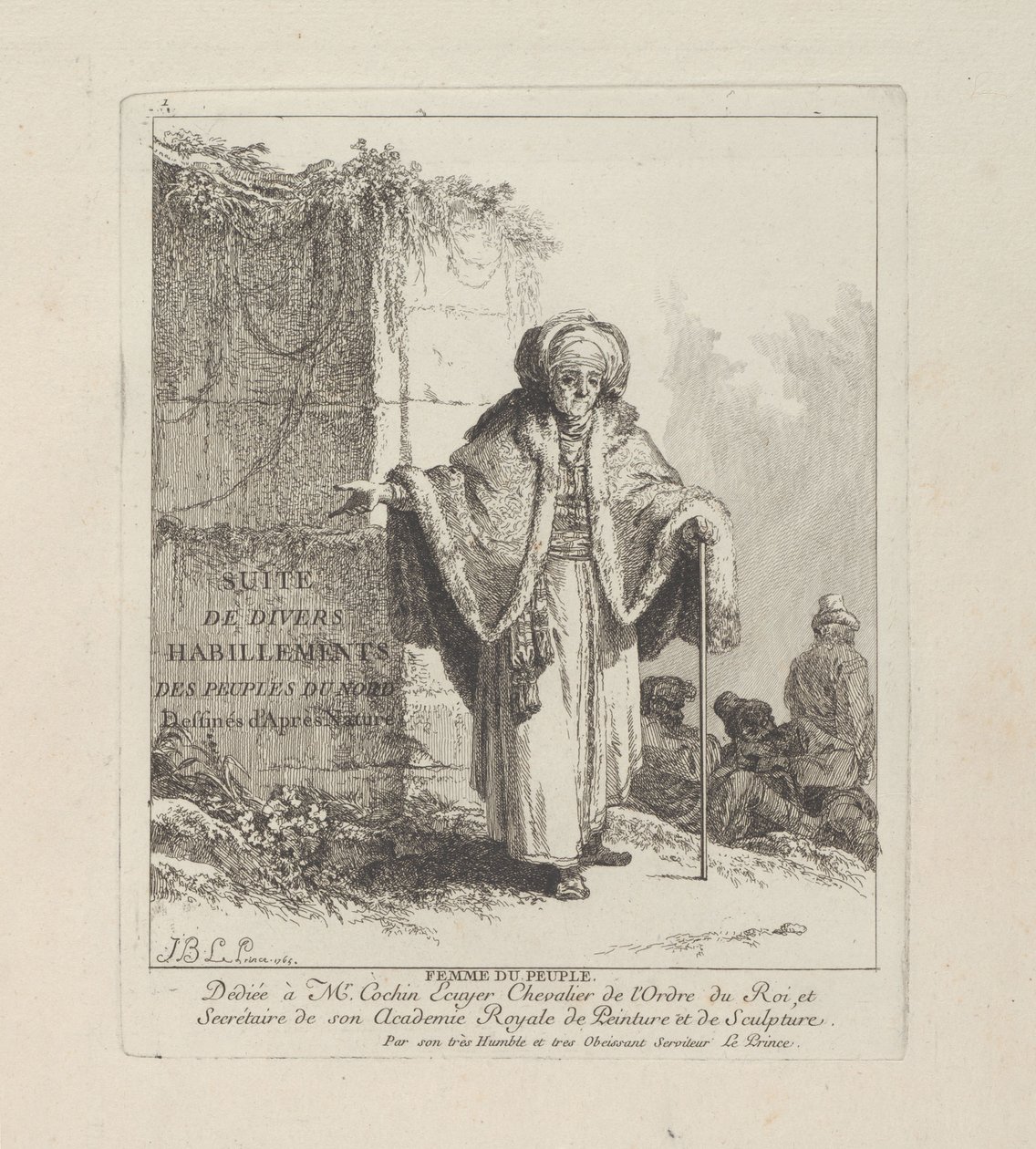 Femme du peuple, planche une de Divers Habillements des Peuples du Nord - Jean-Baptiste Le Prince