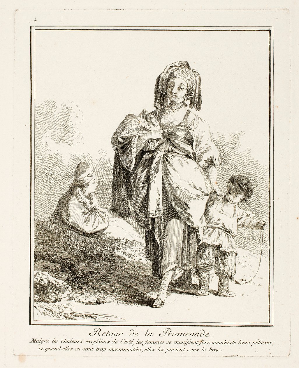 Return Walk, plate four from Suite de Divers Habillements de Peuples du Nord - Jean-Baptiste Le Prince
