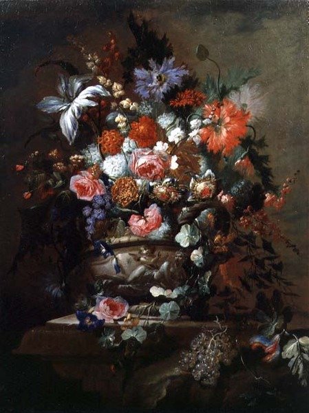 Nature morte de fleurs et de raisins - Jean Baptiste Morel