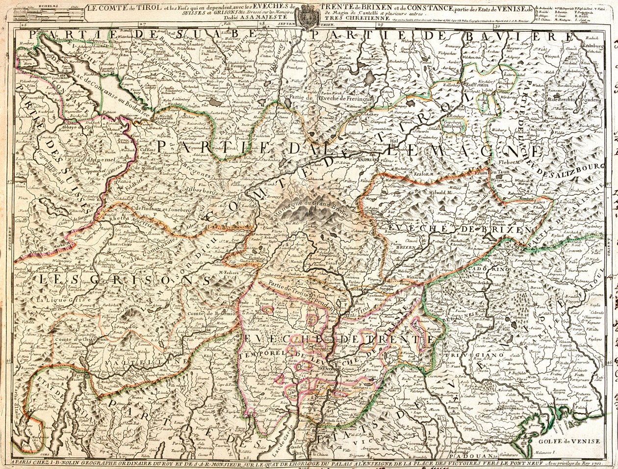 Allemagne (États : Bade-Wurtemberg, Bavière), Autriche (États : Voralberg, Tyrol, Salzbourg, Carinthie), Liechtenstein, Suisse (Canton : Thurgovie, Appenzell Rhodes-Extérieures, Appenzell Rhodes-Intérieures, St. - Jean-Baptiste Nolin