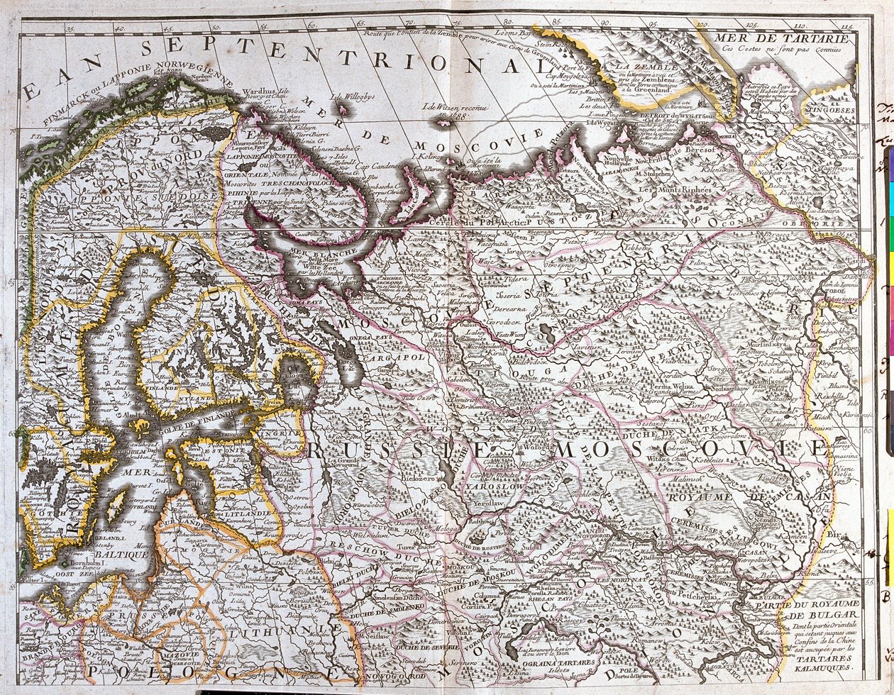 Carte de Moscou (Russie), du Royaume de Suède, des provinces baltes et d