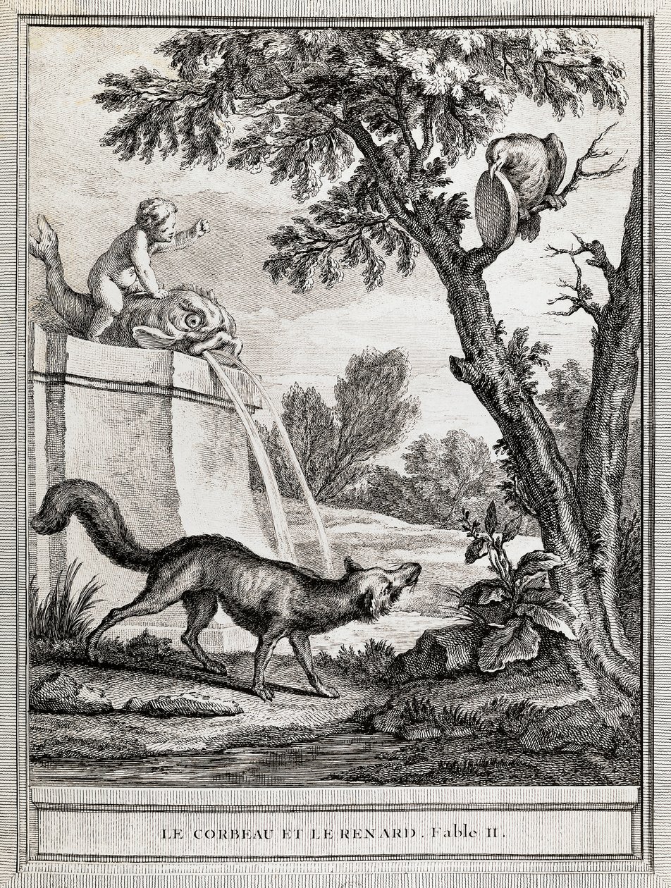Le Corbeau et le Renard, illustration de Jean-Baptiste Oudry pour la fable de Jean de La Fontaine - Jean Baptiste Oudry