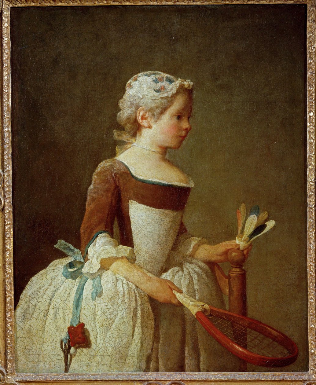 Fille au volant (peinture sur toile) - Jean-Baptiste Simeon Chardin
