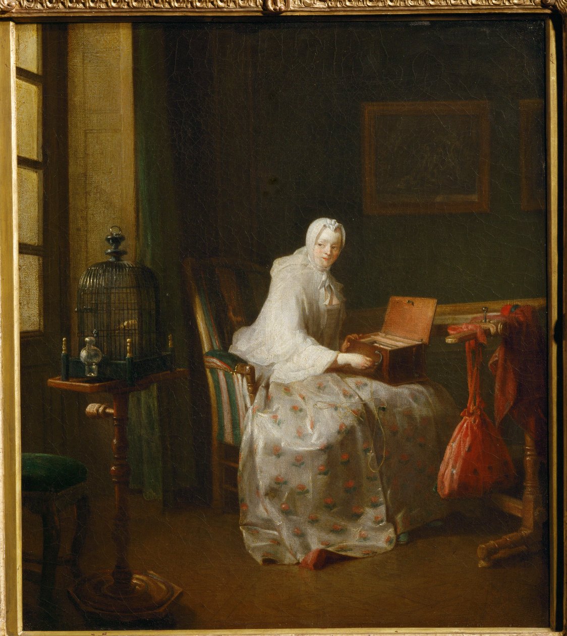 La serinette, dite aussi Dame variant ses amusements - une serinette est un petit orgue mécanique utilisé pour apprendre aux oiseaux à chanter ... - Jean Baptiste Simeon Chardin