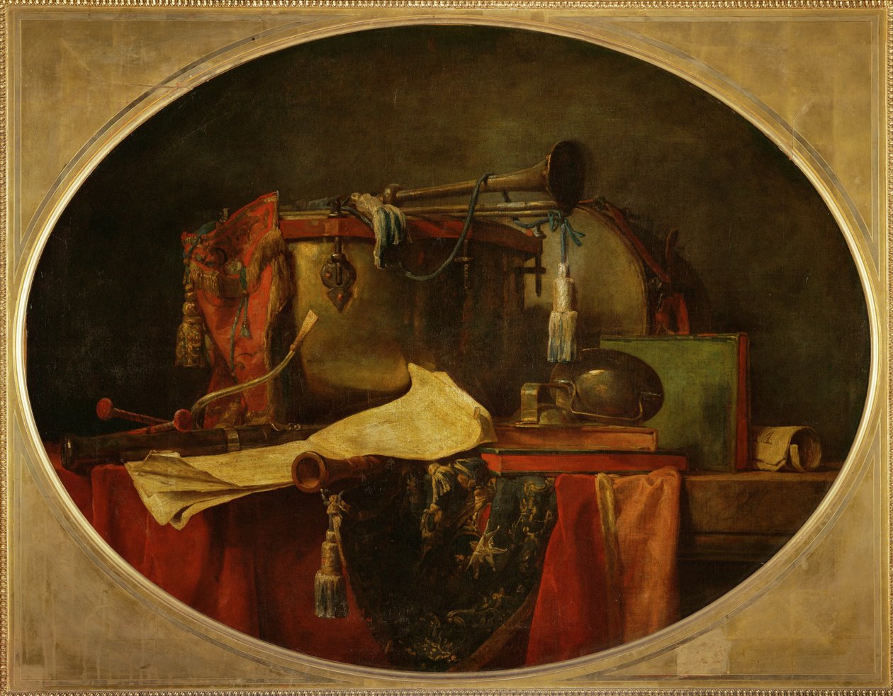 Les attributs de la musique guerrière - The attributes of martial music, supraporte for the Chateau de Bellevue1767 ... - Jean-Baptiste Simeon Chardin