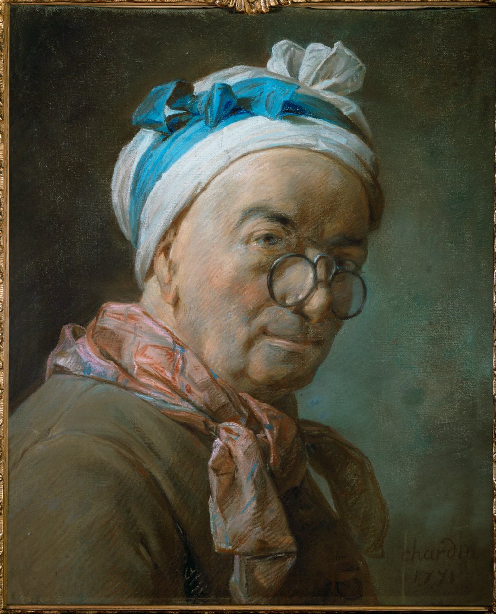 Autoportrait de Chardin avec pince-nez ... - Jean-Baptiste Simeon Chardin