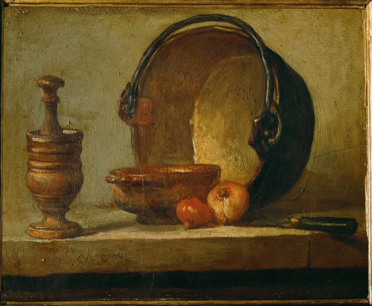 Le chaudron de cuivre ... (huile sur toile) - Jean Baptiste Simeon Chardin