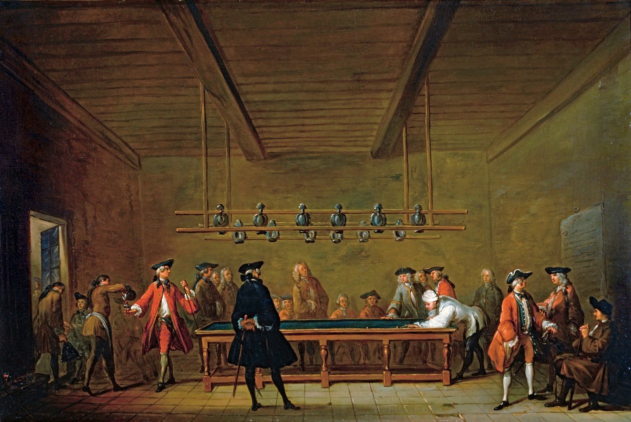 Un billard public à Paris - Game of Billard ... (oil on canvas) - Jean Baptiste Simeon Chardin