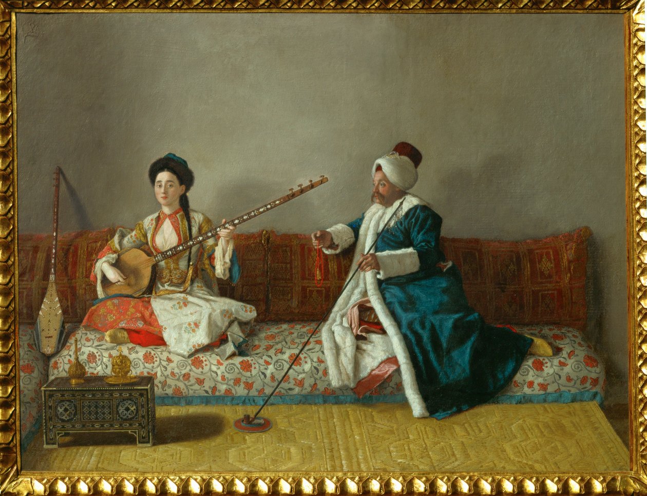 M. Levett et Mlle. Glavany en costume turc … - Jean Etienne (attr.to) Liotard