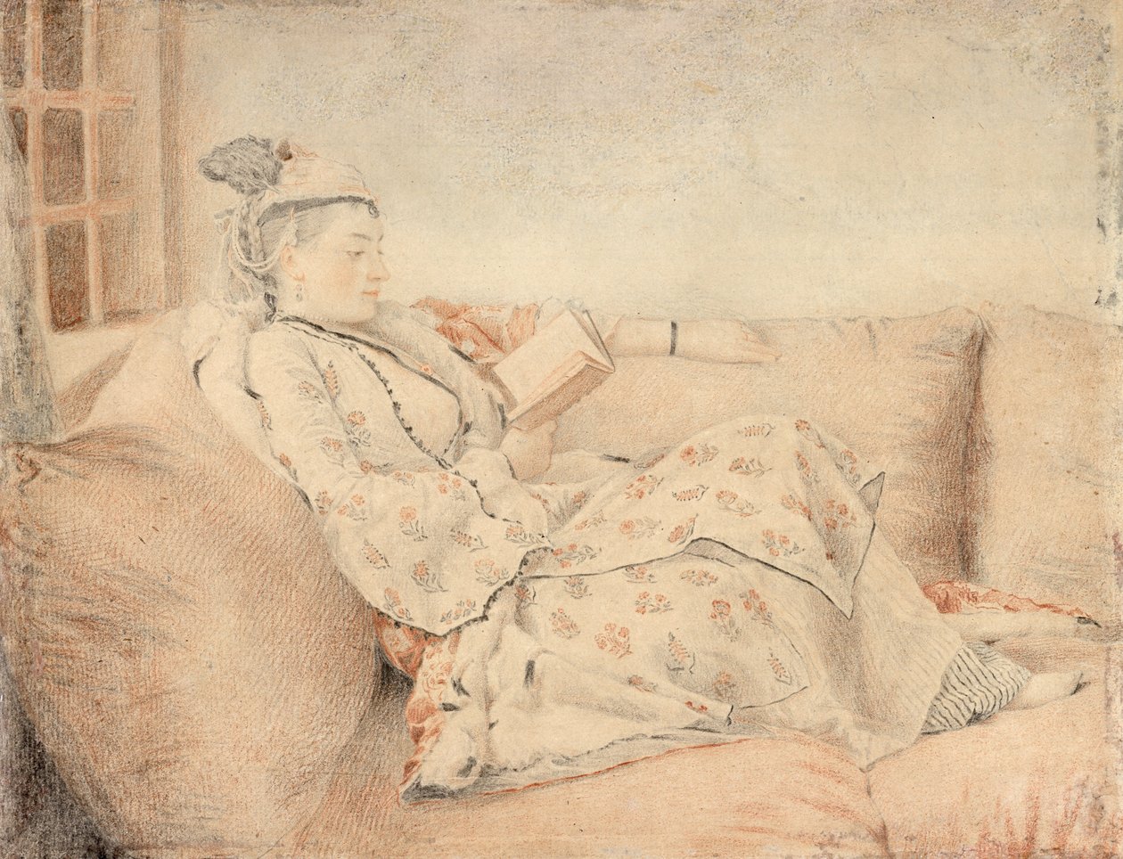 Dame en robe turque, lisant - Jean-Étienne Liotard
