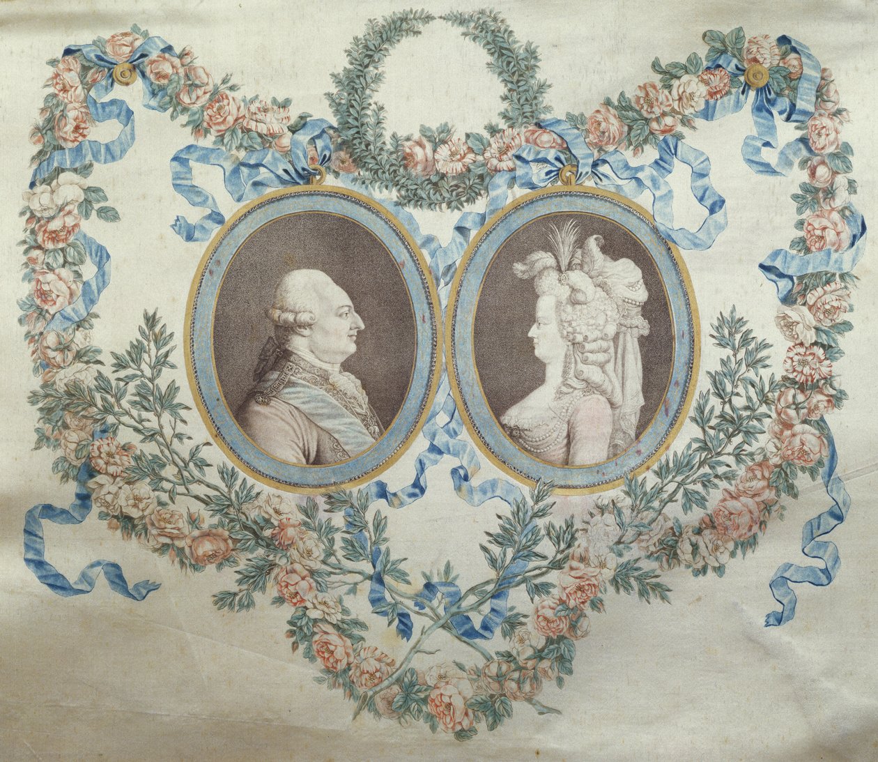 Couverture de bonbonnière représentant Louis XVI (1754-93) et Marie-Antoinette (1752-93), c.1785 - Jean Francois Janinet