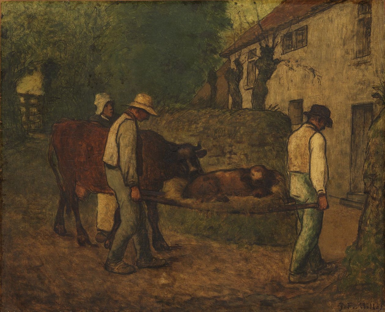 Ramener à la maison le veau né dans les champs - Jean-Francois Millet