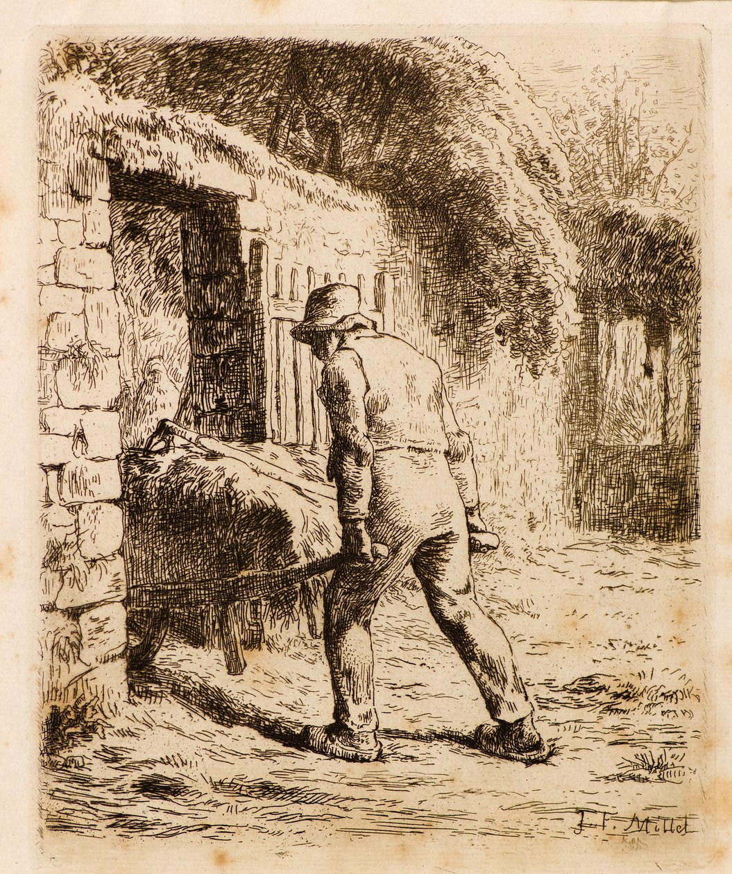 Homme avec brouette - Jean-Francois Millet