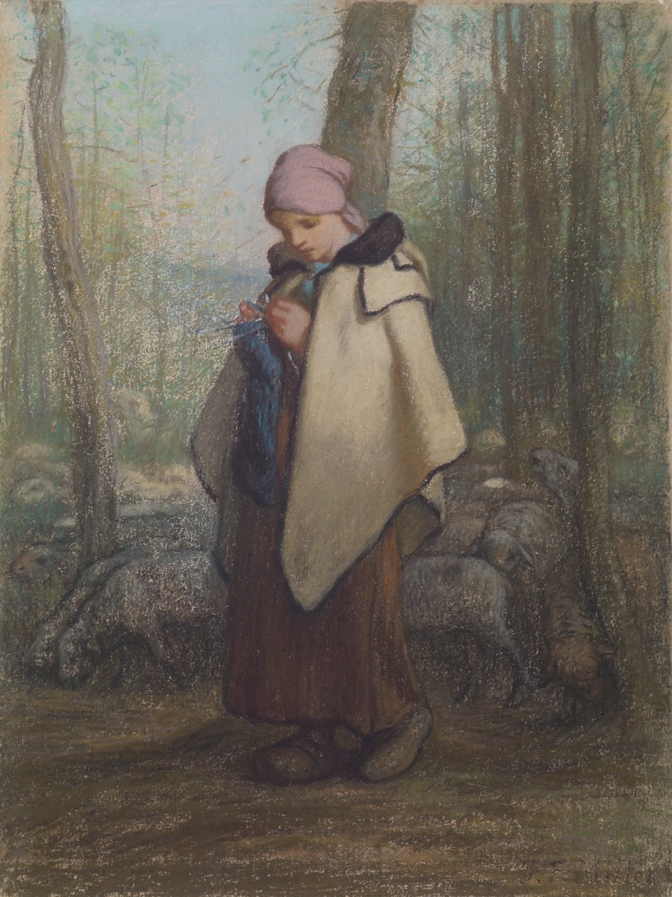 La Bergère tricotant - Jean-Francois Millet