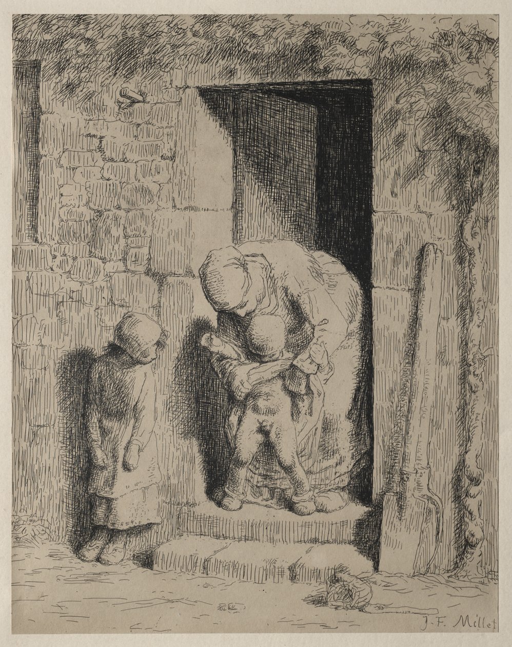 La précaution maternelle - Jean-Francois Millet