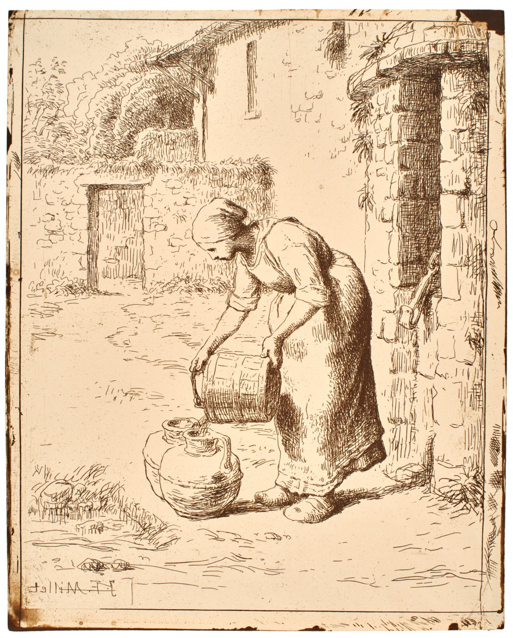 Frau leert einen Eimer - Jean-Francois Millet