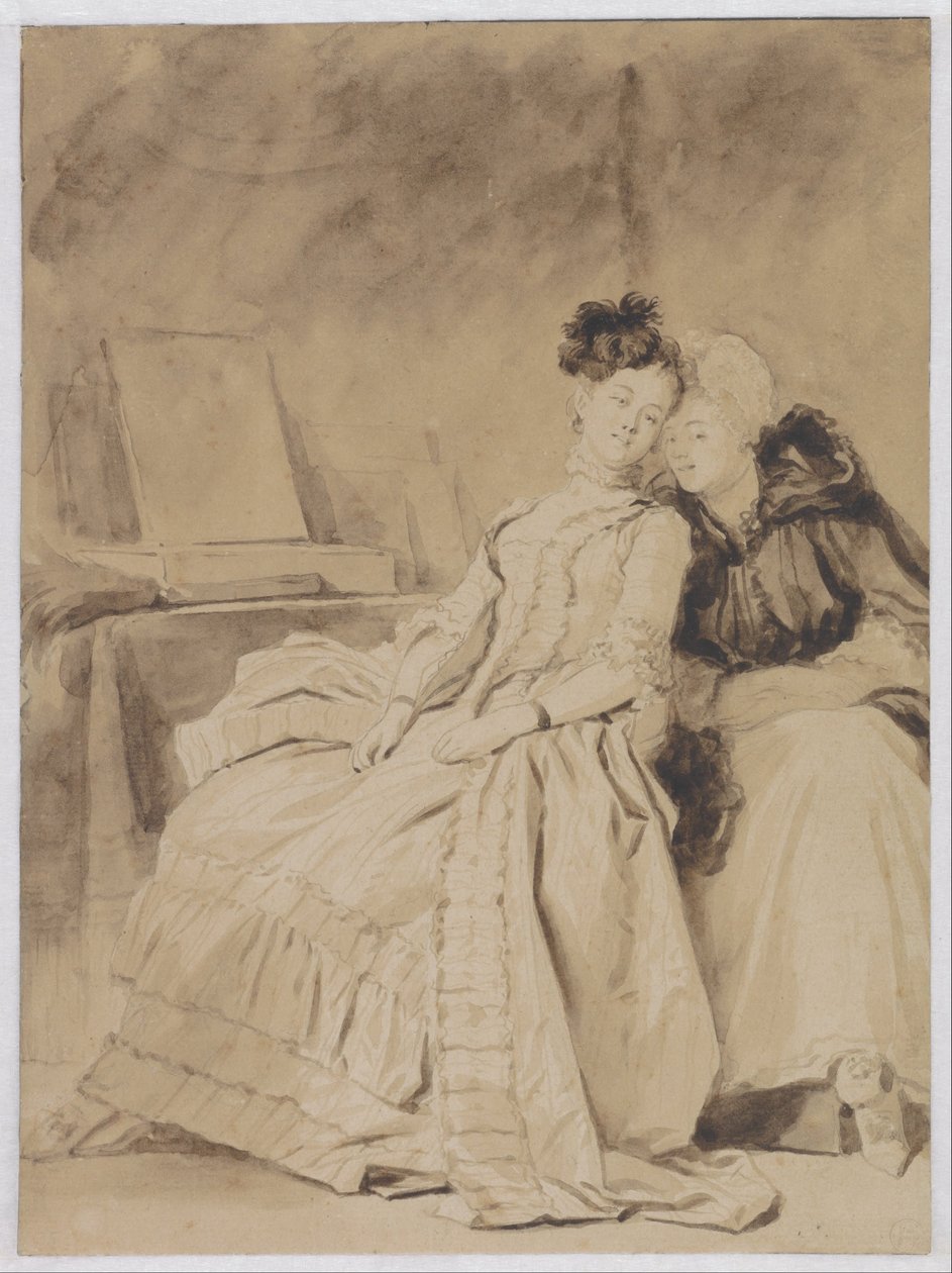 La conversation intime, vers 1778-80 (crayon, plume, pinceau, encre brune et noire sur papier) - Jean-Honore Fragonard