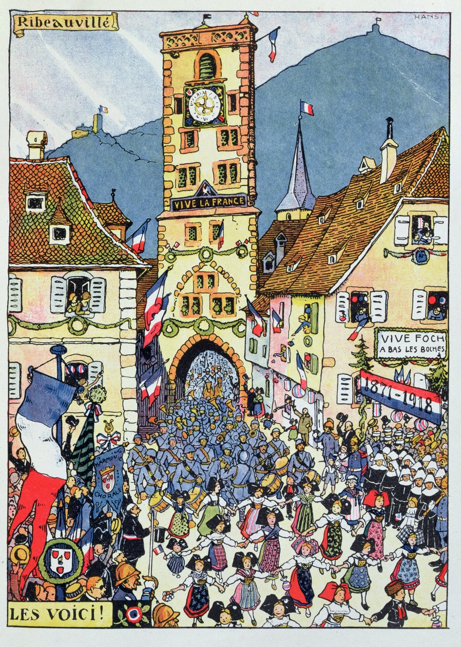 Entrée des troupes françaises à Ribeauvillé, Alsace - Jean Jacques Waltz