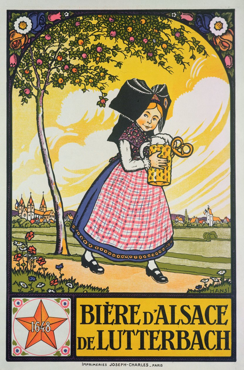Affiche publicitaire pour la bière de Lutterbach, Alsace - Jean Jacques Waltz