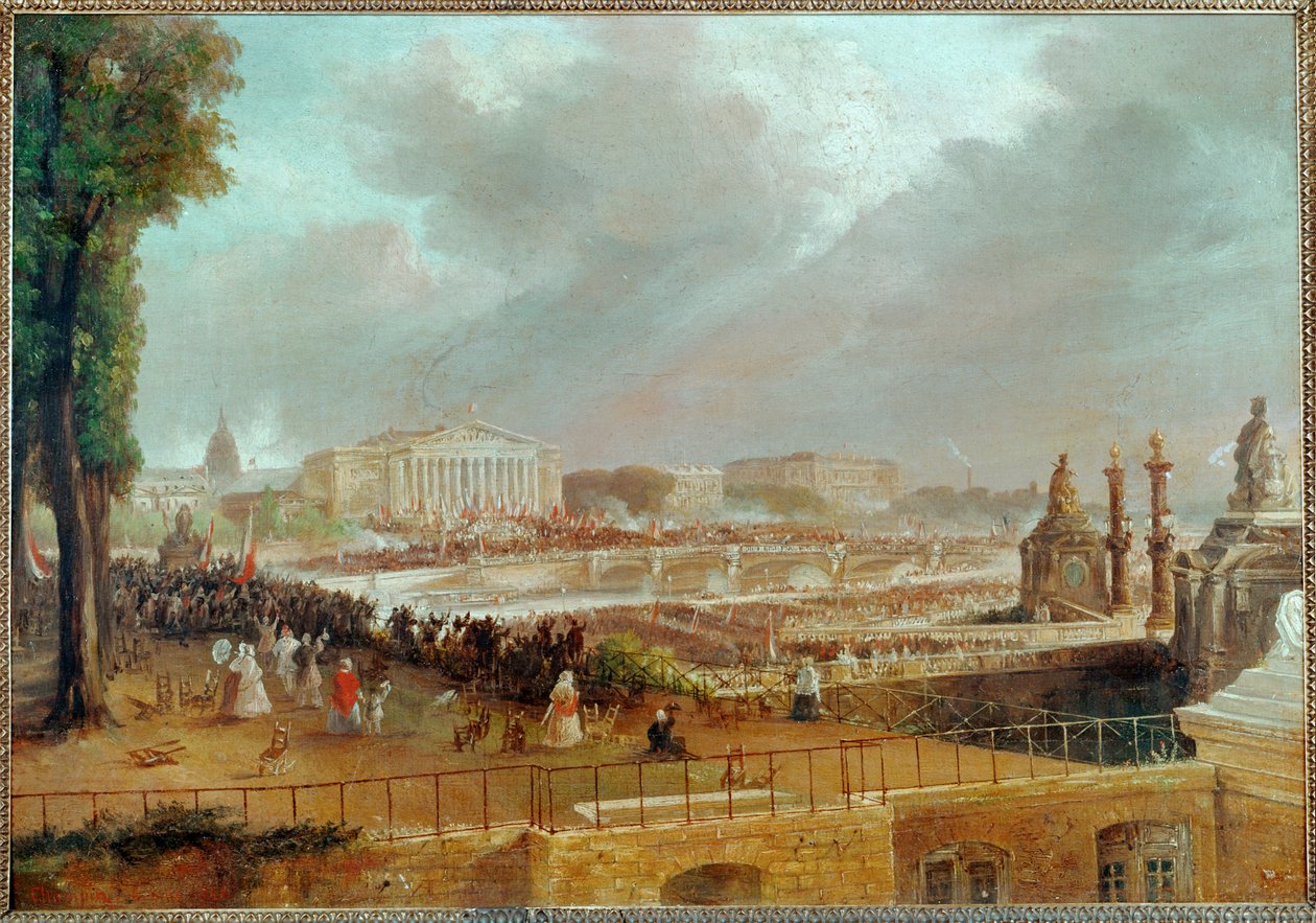 Proclamation de la Seconde République française sur la place de la Concorde ... (peinture sur toile) - Jean Jacques Champin
