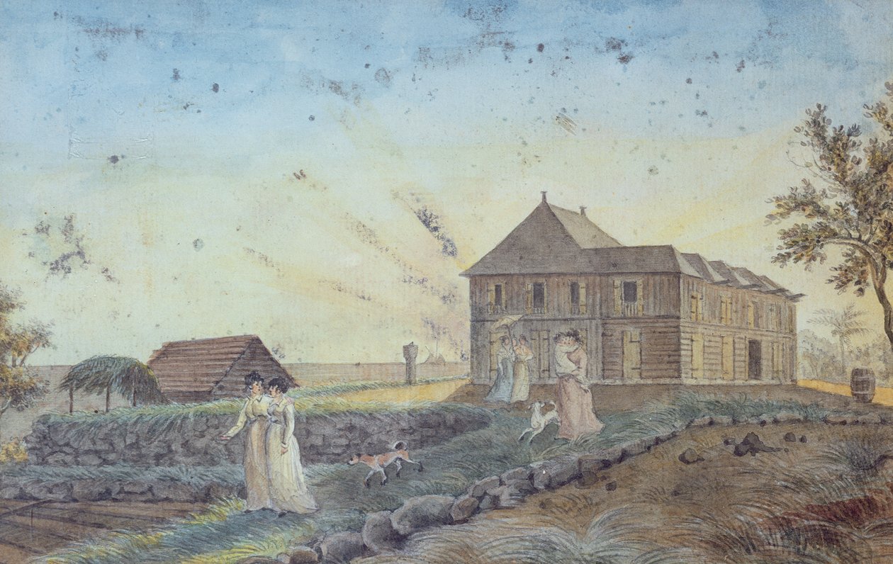 Famille partant en promenade, Île de la Réunion, vers 1813 - Jean-Joseph Patu de Rosemont