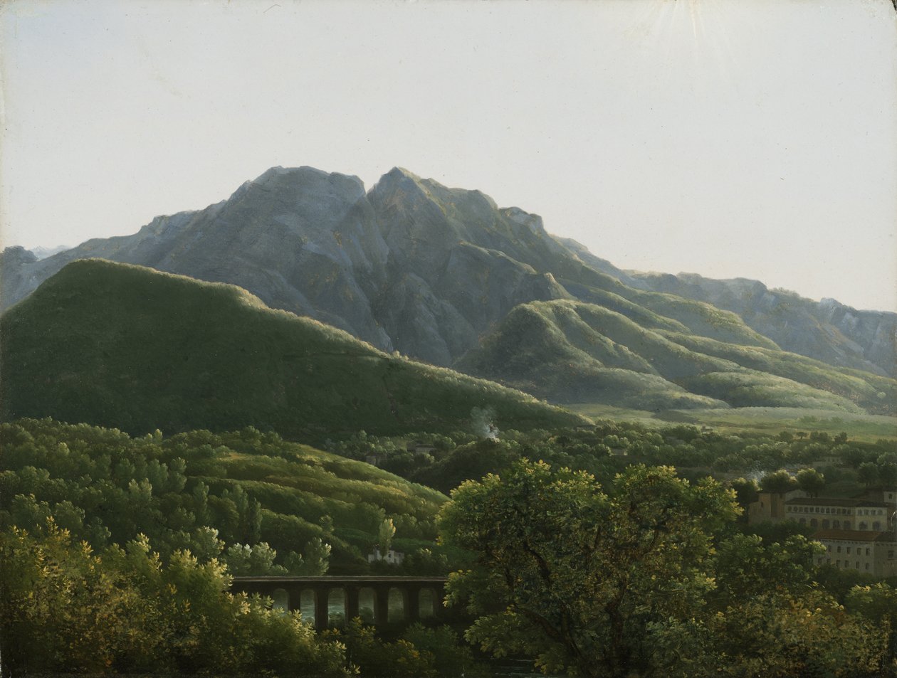 Vue du pont et de la ville de Cava, Royaume de Naples - Jean Joseph Xavier Bidauld