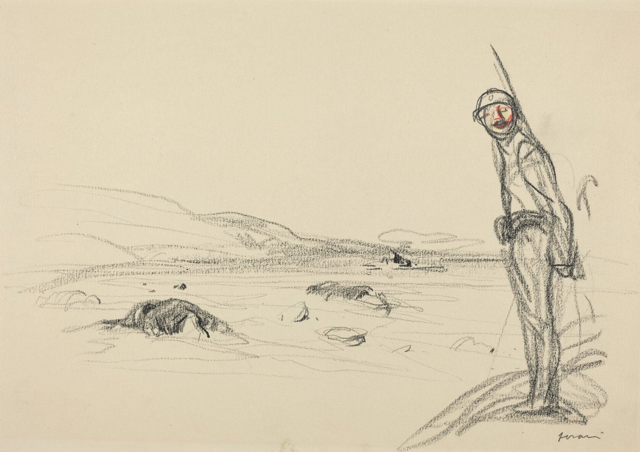 Le long de la Marne, probablement 1918 (crayon sur papier) - Jean-Louis & Caran D