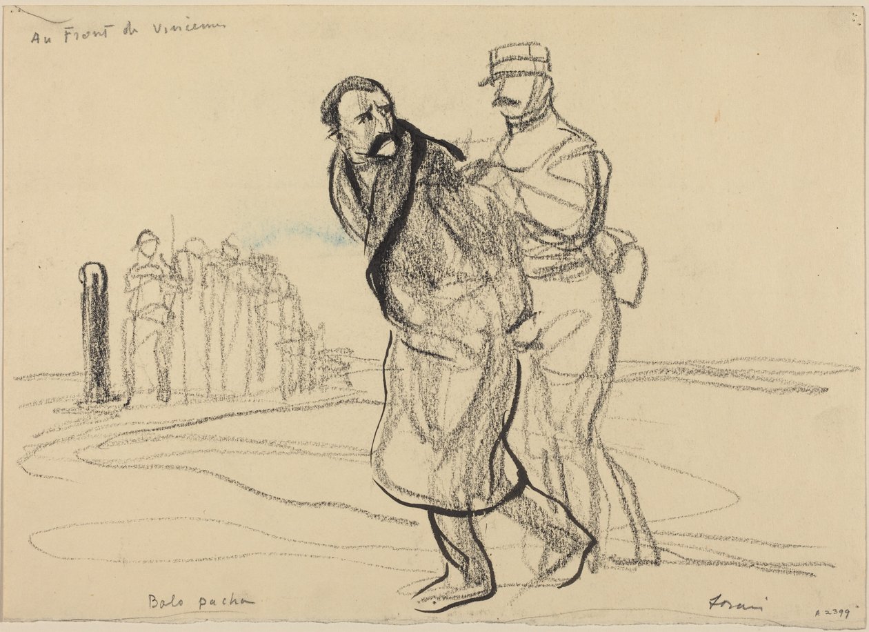 Au Front de Vincennes. Bolo pacha, c.1914-1919 (charcoal on paper) - Jean-Louis & Caran D