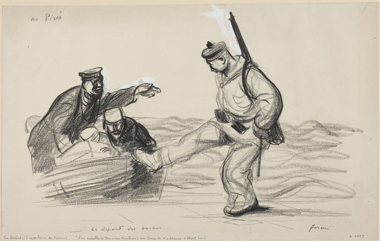 Au Piree. -Le départ des boches, vers 1914-1919 (dessin) - Jean-Louis & Caran D