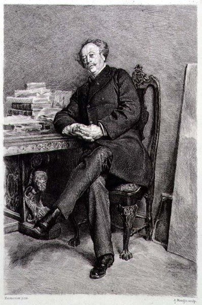 Alexandre Dumas fils (1824-95), romancier et dramaturge français, gravé par A Mongin - Jean Louis Ernest (after) Meissonier
