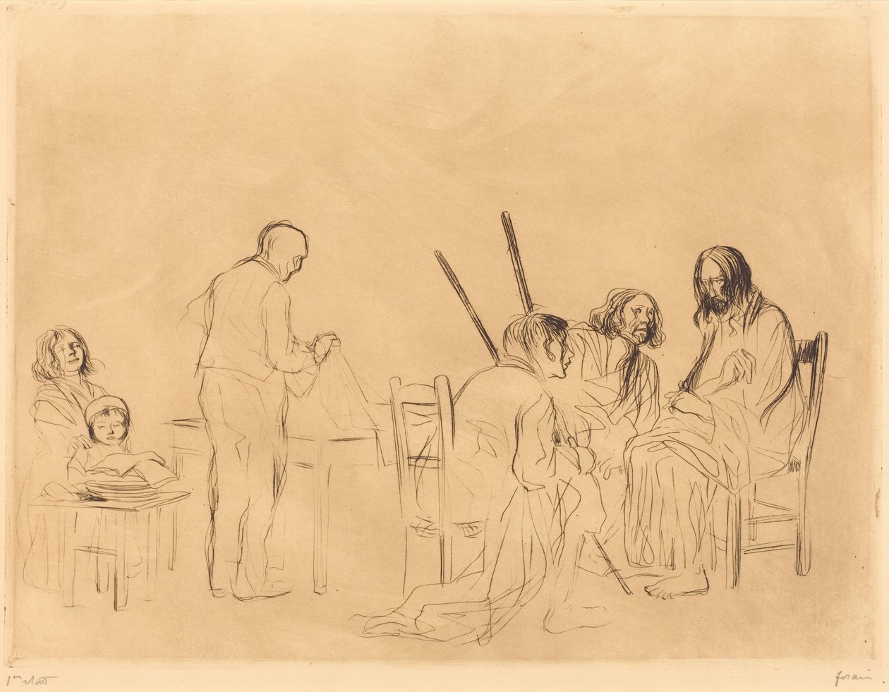 Avant le repas à Emmaüs (1ère planche) - Jean-Louis Forain