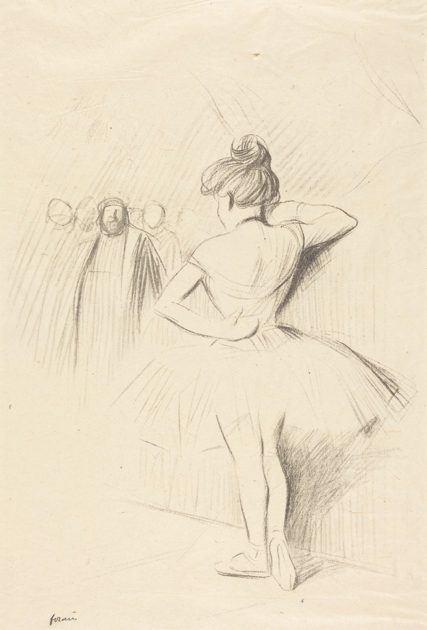 Danseuse accotée contre un portant (avec des figurants) - Jean-Louis Forain