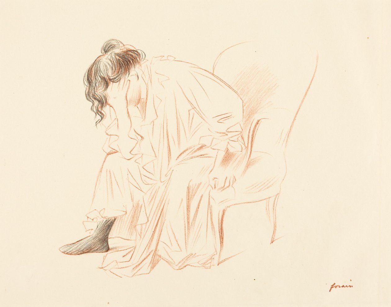 Femme assise, la tête dans la main droite - Jean-Louis Forain