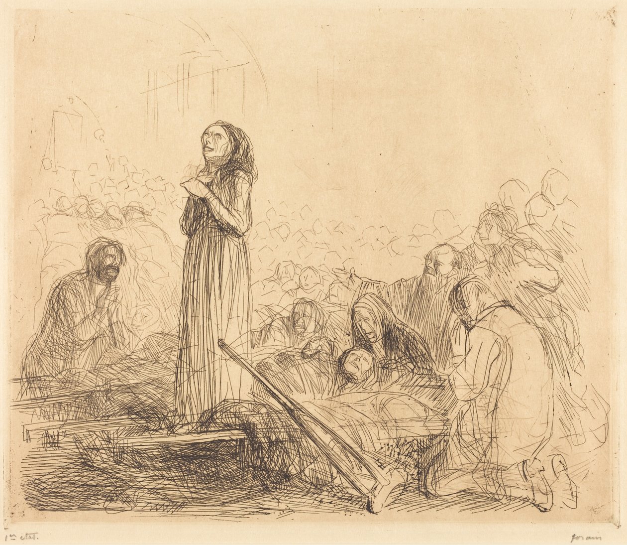 Lourdes, la miraculée (1ère planche) (Lourdes, the Miracle) (first plate) - Jean-Louis Forain