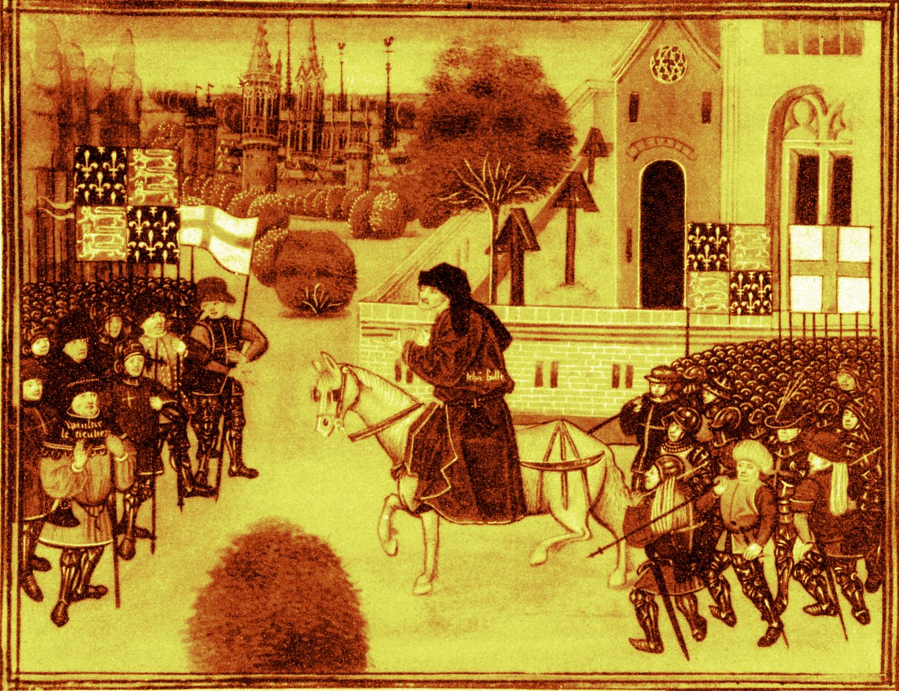 Sermon de John Ball aux paysans, enluminure des Chroniques de Jean Froissart (XIVe siècle). - Jean (after) Froissart