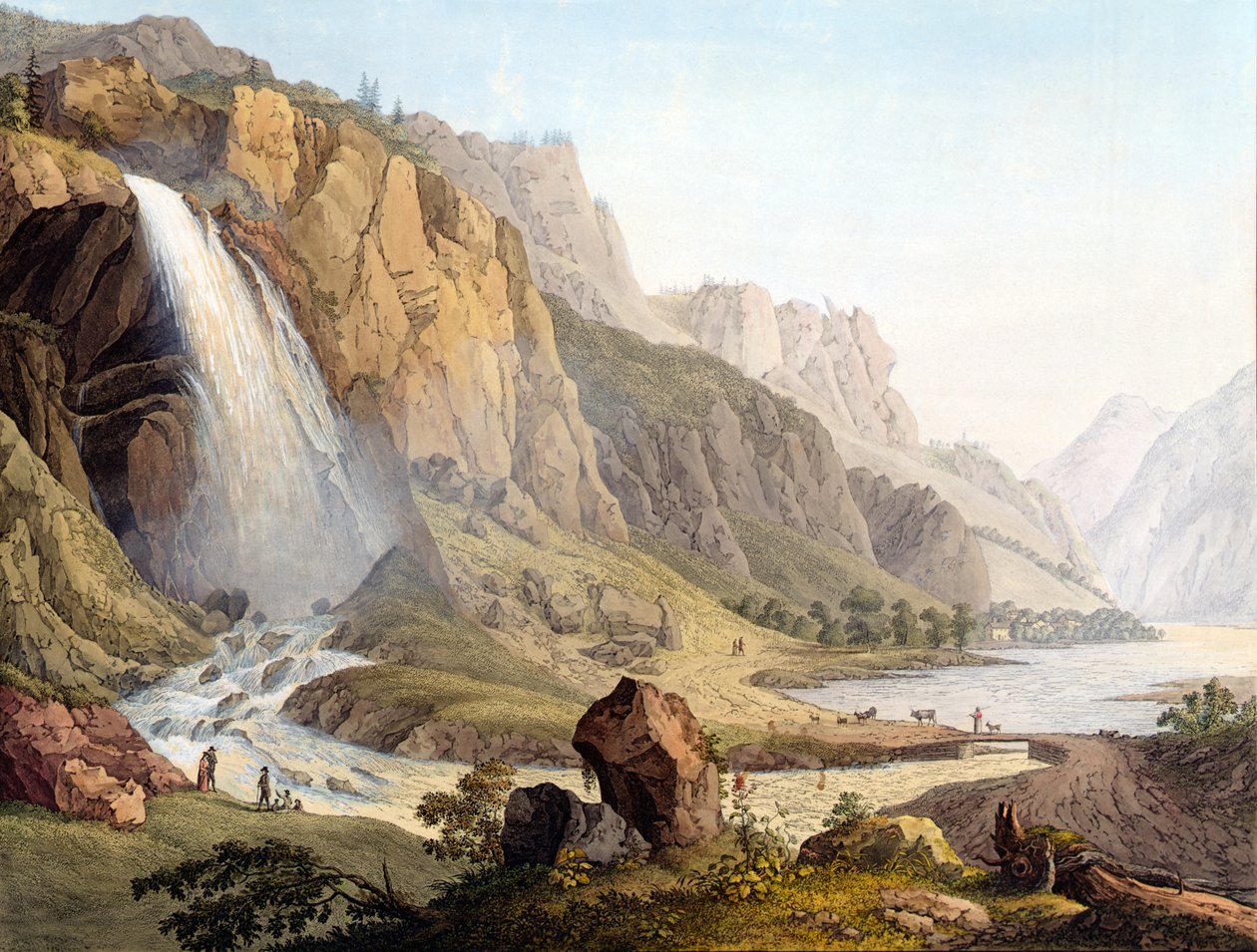 Vue de la Cascade de Pissevache, vers 1789 - Jean Antoine Linck