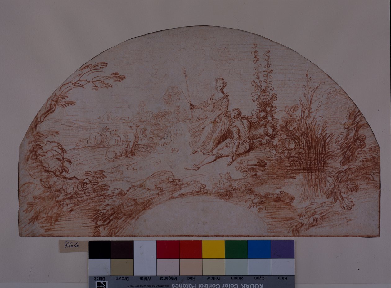 Une bergère assise avec son berger - Jean Antoine Watteau