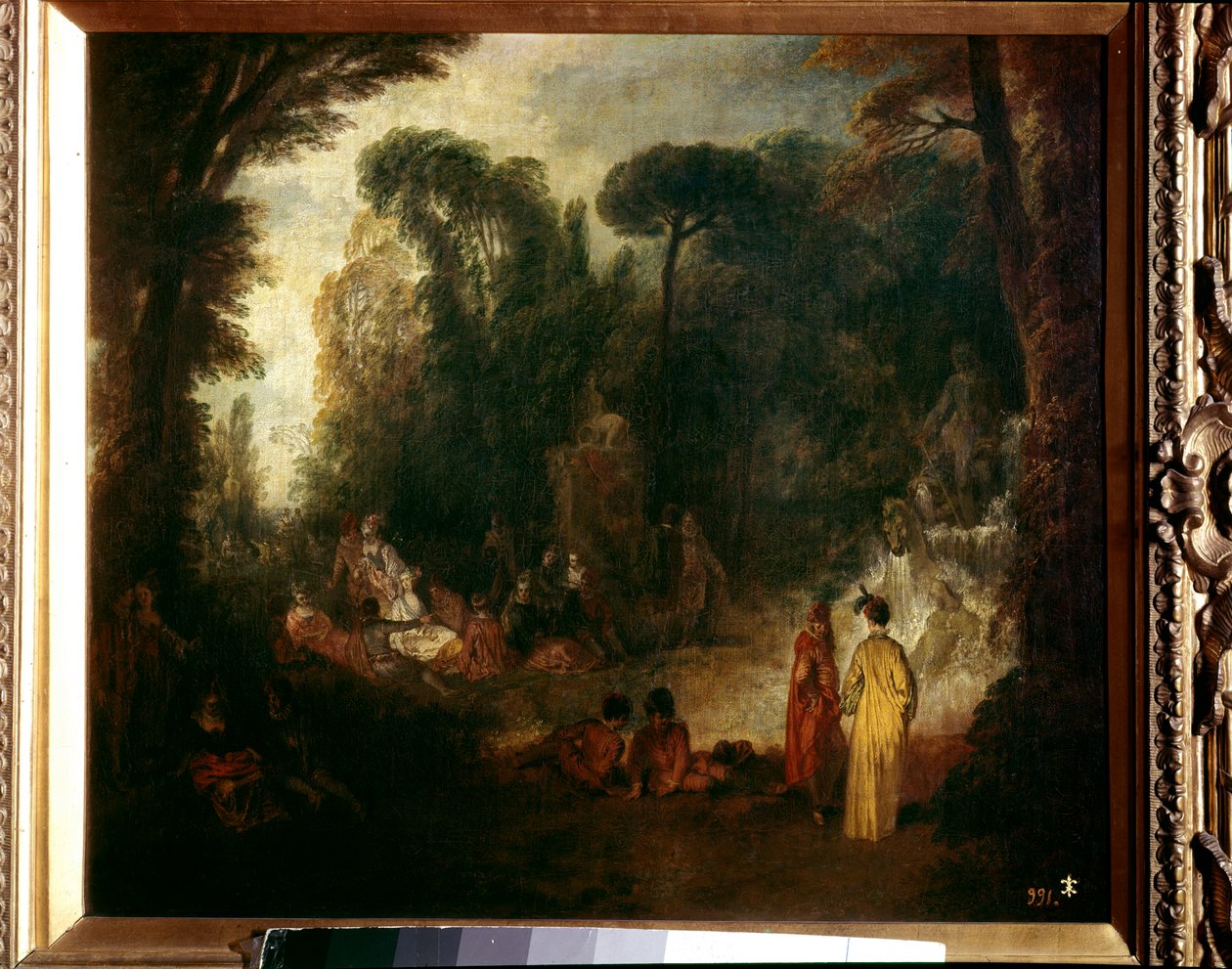 Fête dans un parc. Pique-nique, conversation et promenade dans les bois. Peinture par Jean Antoine Watteau (1684-1721), vers 1712-1713. Huile sur toile. Madrid, Musée du Prado - Jean Antoine Watteau