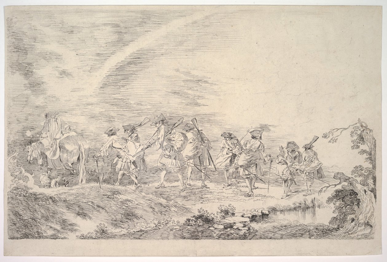 Recrues rejoignant le régiment, vers 1715-16 - Jean-Antoine Watteau