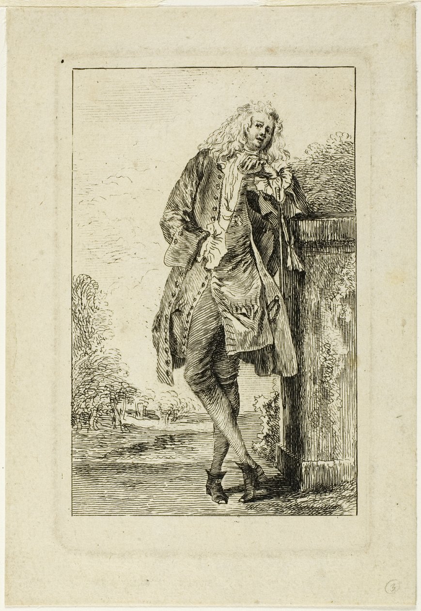 Homme debout appuyé sur son coude - Jean Antoine Watteau